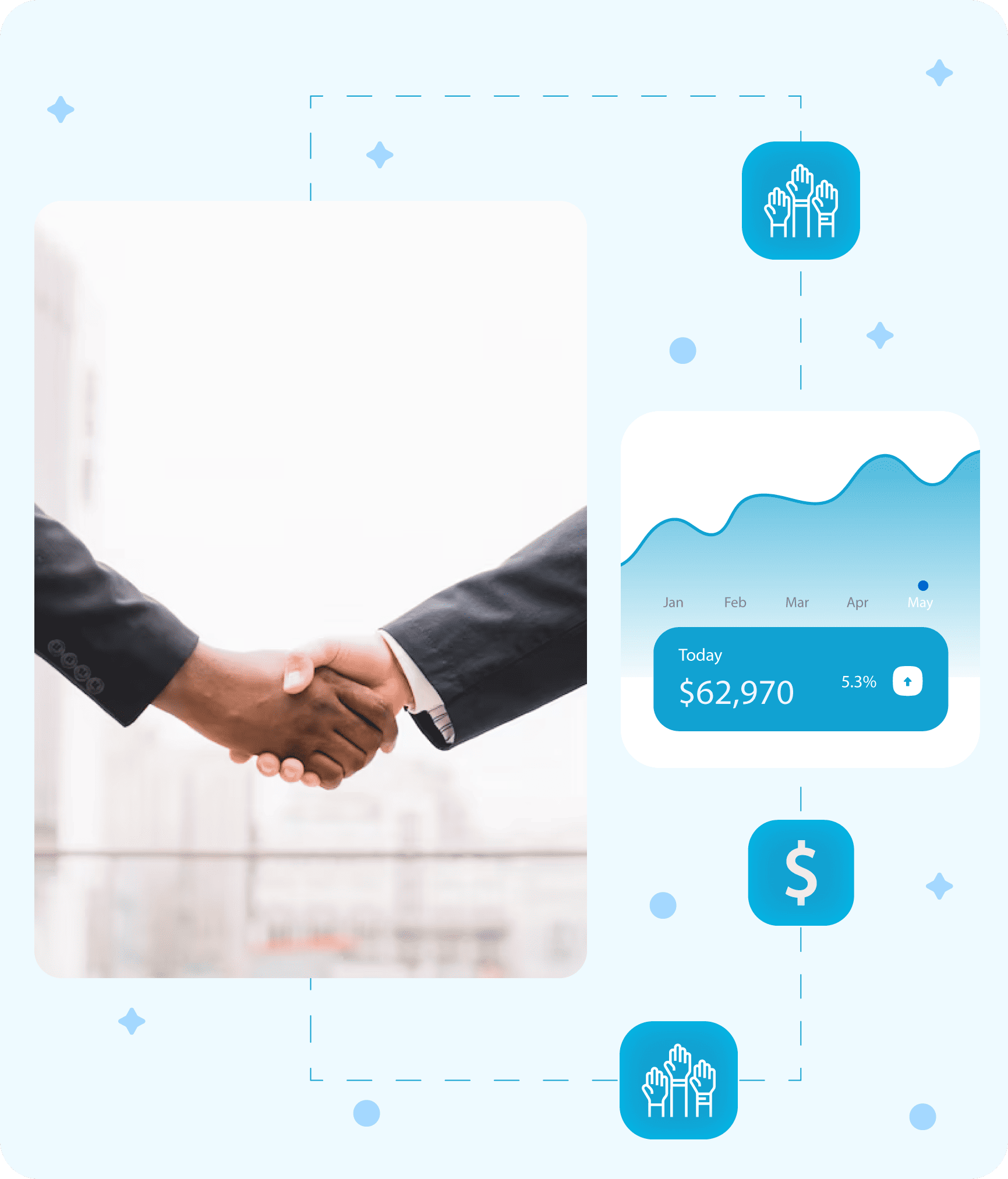 Partners shaking hands for business growth