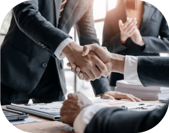 Startup founder shaking hands with investor